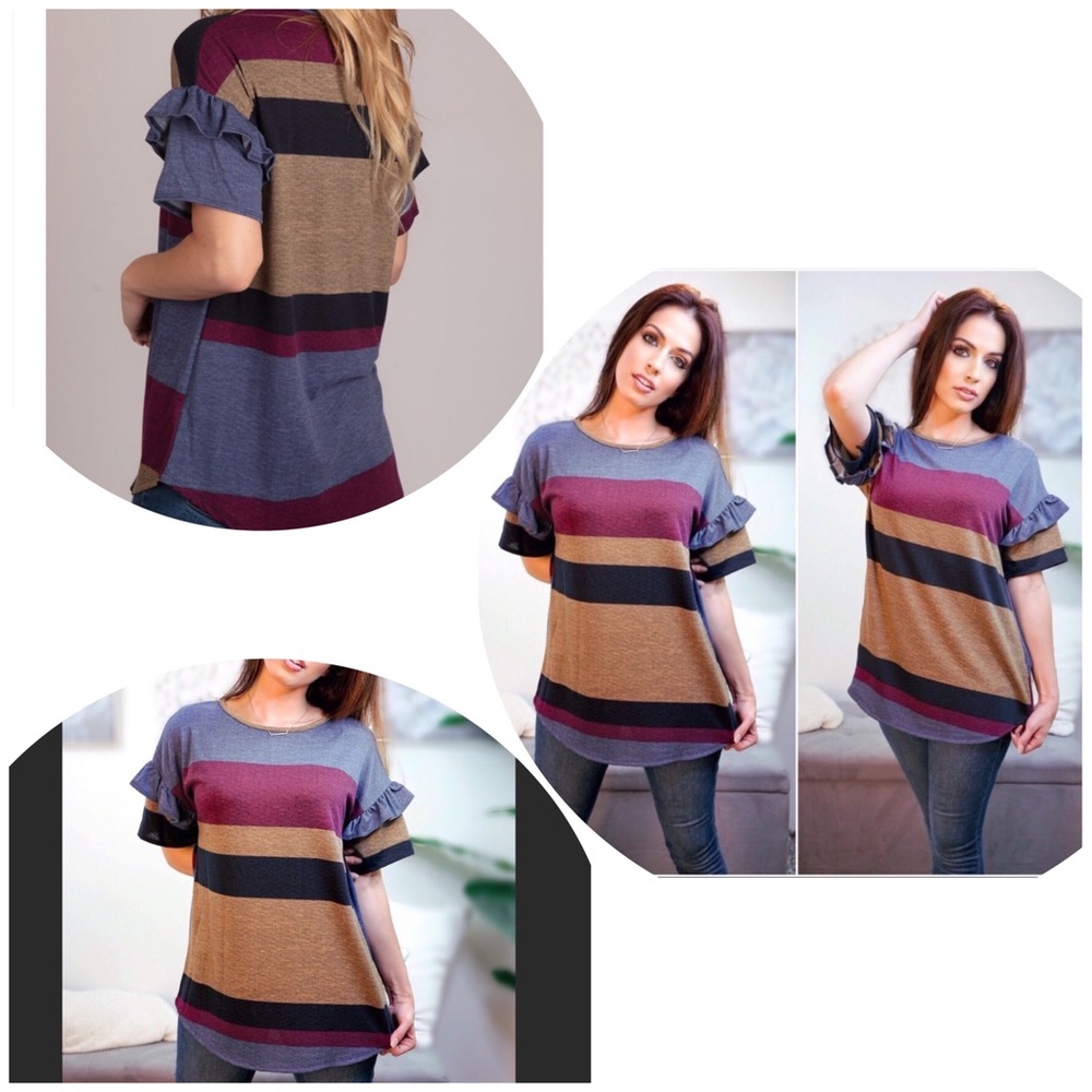 Stripped Ruffled Sweater - Picture 3 of 5